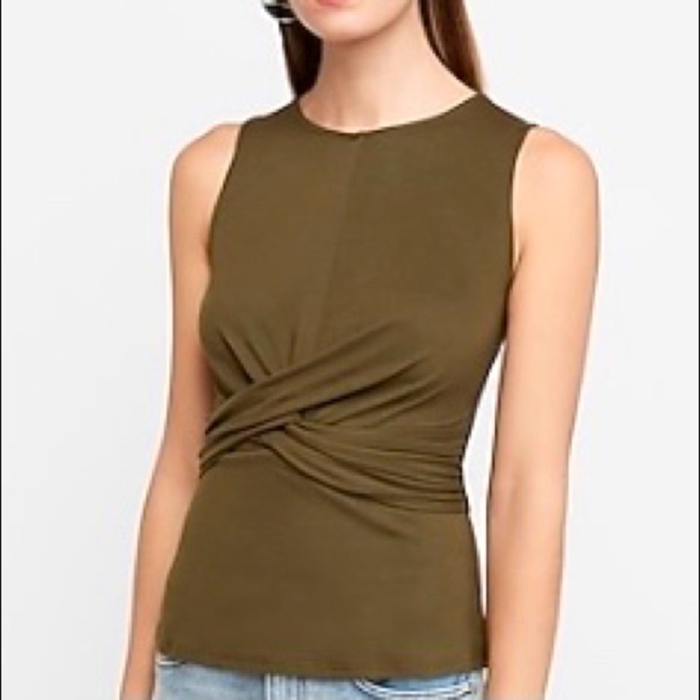 NWT Express Twist Front Tank - Olive Green